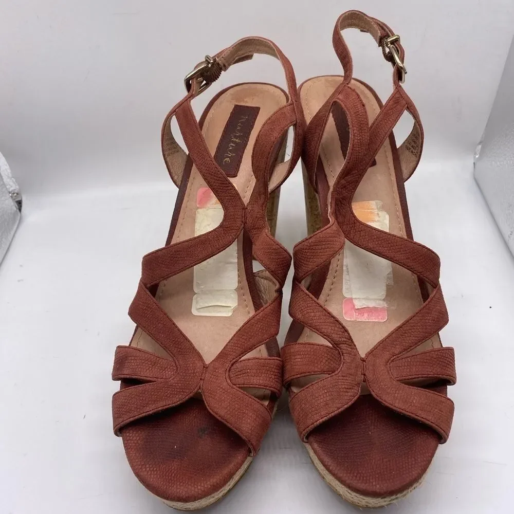 Nurture Rust Color Cork Platform Heels Size 9.5